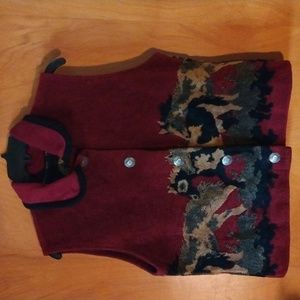 Country Clothing Co. Cheyenne Collection medium red, fleece horse vest